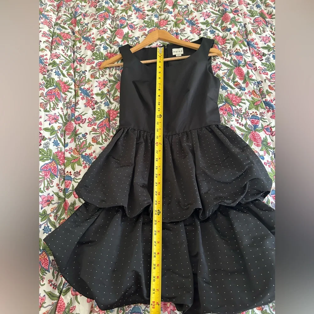 Reiss Faith Black Bubble Polka Dot Mini Cocktail Dress - Size 2 - Picture 9 of 10